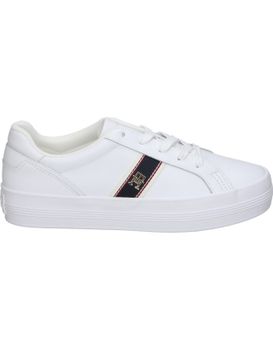 Zapatillas De Piel Para Moda Joven Tommy Hilfiger Fw0fw08903ybs Blanco 40
