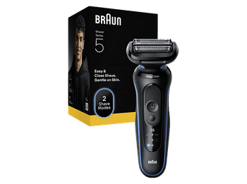 Afeitadora - Braun eléctrica Series 5 52-B1000S, 3 láminas SkinFlex, Modo turbo, 50 min autonomía, Wet&Dry, Azul