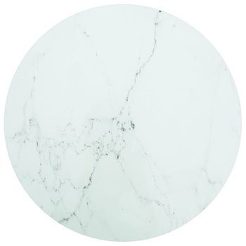 Tablero De Mesa Diseño Mármol Vidrio Templado Blanco Ø70x0,8 Cm Vidaxl