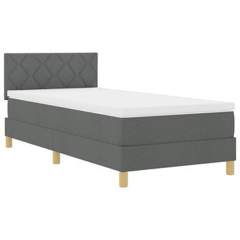 Cama Box Spring Led Con Tiras Led Gris Oscuro 100 X 200 Cm Tela Vidaxl
