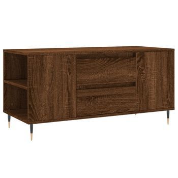 Mesa De Café - Mesa De Centro Madera De Ingeniería Marrón Roble 102x44,5x50 Cm