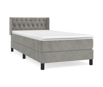 Cama box spring con colchón terciopelo gris claro 90x190 cm diseño de botones