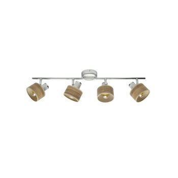 Regleta Nando 4xe14 Cromo-blanco/madera Clara Focos Orientables 16x73x10 Cm
