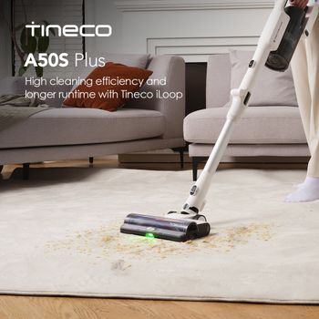 Tineco Pure ONE A50S Aspirador Inalámbrico, Aspirador Flexible con Batería de 70 Min., Cepillo 3DSense Power, Tecnología PureCyclone, Depósito de Polvo de 1L, Potencia de Succión de 185W para Suciedad