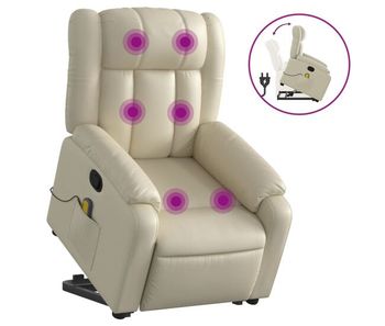 Vidaxl sillón reclinable de masaje de pie cuero artificial color crema