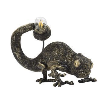 Lámpara De Mesa De Resina Negra Camaleón, Cm 37,5×16,5×22