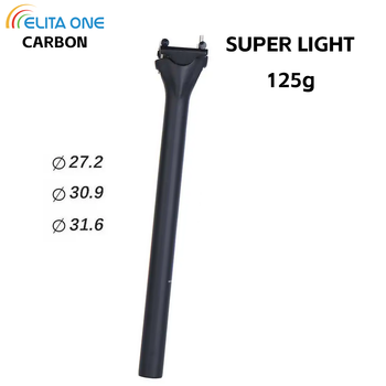 ELITAONE tija de sillín de bicicleta de carbono 135g ligero 27,2/30,9/31,6mm tija de sillín de bicicleta de carretera y MTB mate unidireccional 63C