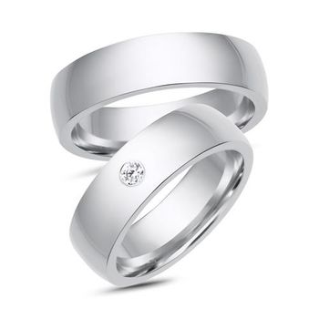 Alianzas 14 quilates oro blanco con diamante
