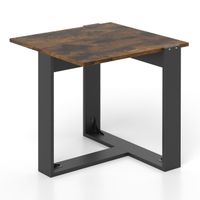 costway mesa auxiliar con base en forma de t para espacios pequenos para estar dormitorio 50 x 50 x 50 cm marron y negro