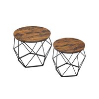 mesa de centro redonda marron rustico  negro  60diametre x 45h cm