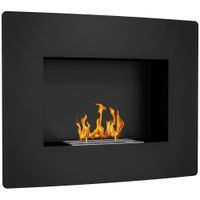 homcom chimenea de bioetanol de pared para interiore con tanque de 09 l tiempo de combustion 33h 15-20 m 66x16x52 cm negro   aosom espana