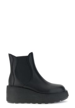 botines de cuña de piel con elásticos black 38