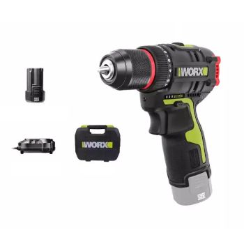 WORX WU131X Taladro de impacto inalámbrico 12V sin escobillas 40 Nm mandril de 10 mm 2 velocidades batería de litio de 2