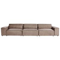 moderno sofa modular 3 plazas tapizado de tela marron hellnar