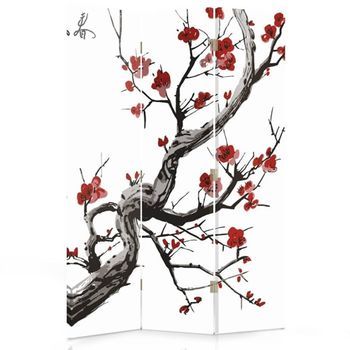 Biombo Cherry Blossom - Separador De Ambientes Cm. 110x150 (3 Paneles)