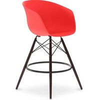 taburete de bar diseno escandinavo patas madera oscura - pirela rojo
