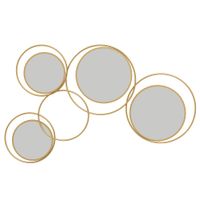 homcom espejo decorativo de pared de metal 3d decoracion con 4 espejos redondos para salon dormitorio pasillo 110x68 cm dorado   aosom espana