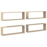 4 uds estante cubo pared  estante flotante  repisa de pared contrachapado roble sonoma 80x15x265cm