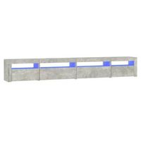 mueble de tv con luces led gris hormigon 270x35x40 cm vidaxl