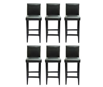 Vidaxl taburetes de bar 6 unidades de cuero artificial negro