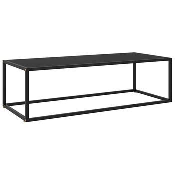 Mesa De Centro Negra Con Vidrio Negro 120x50x35 Cm Vidaxl