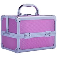 homcom maletin maquillaje profesional estuche portatil con bandejas 3 niveles y espejo 2 llaves para joyero manicura viaje 20x15x15 cm   aosom espana
