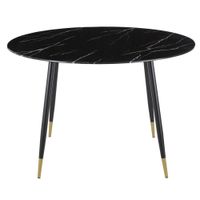 mesa de comedor redonda de vidrio efecto marmol blanco o120 cm