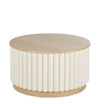 Mesa de centro redonda elevable de roble y pino Ø80 cm