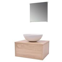 conjunto de mueble y lavabo 3 piezas beige