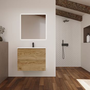 Conjunto De Baño Kaji | 80 Cm Teka | Dos Cajones | Lavabo Empotrado | Mueble Montado | No Incluye Espejo | Alday
