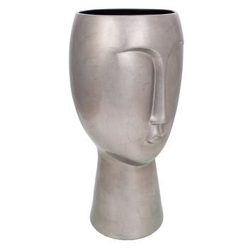 Figura Cara Cerámica Gris 25,5x25,5x52
