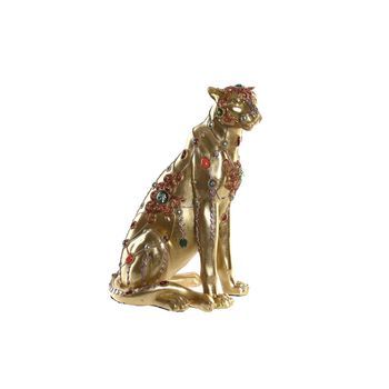 Figura Resina 25,5x17x33 Leopardo Dorado