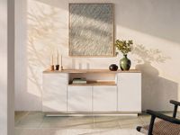 aparador 4 puertas decor efecto pino y blanco l180 cm