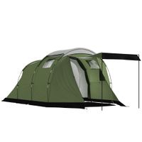 outsunny tienda de camping para 3-4 personas estable 3000 mm impermeable tienda familiar con dormitorio porche zona de estar verde