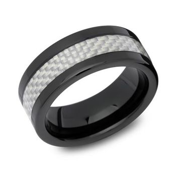 Anillo de tungsteno negro carbono robusto