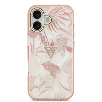 Guess Funda Para Iphone 17 – Carcasa Pc+tpu Con Magsafe Estampado Selvático Rosa, Diseño Elegante Y Ajuste Preciso