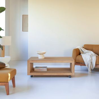 Mesa de centro rectangular de teca maciza