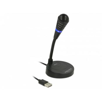 Micrófono DeLOCK 65868 USB para PC con cuello de cisne y botón silencio táctil