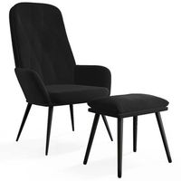 sillon de relax con taburete terciopelo negro vidaxl