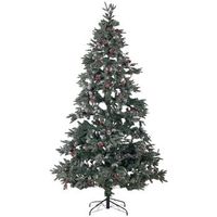arbol de navidad de nieve artificial con ramas escarchadas pinas acebo 240 cm verde