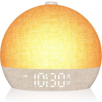 Despertador con luz de amanecer, temporizador, 30 máquinas de sonido de ruido blanco, luces nocturnas RGB regulables, ayuda para dormir, repetición, Ideal para regalo
