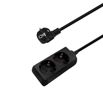 Aigostar Regleta alargador de 2 enchufes con cable de 3 metros, Color Negro