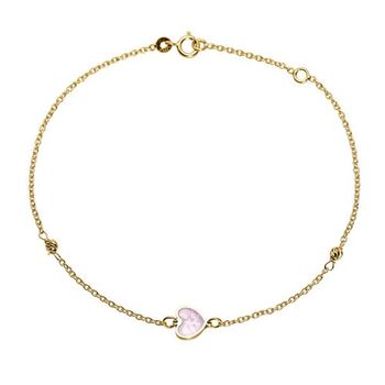 Pulsera de mujer corazón de oro de 14 quilates, nácar