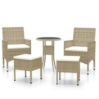 conjunto de muebles de jardin de 5 uds  mesa y sillas ratan sintetico beige