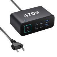 gan tech cargador bakeey ymx-615-lcd 470w 6 puertos usb con pantalla digital tft 2usb-a4usb-c pd qc carga rapida esta
