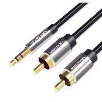 cable estereo vention bcfbg 35mm macho a 2x rca macho 15m aluminio negro awg29