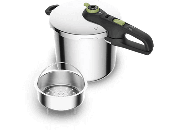 Olla express - Tefal Secure Trendy P2584402, 8 L, 2 programas de cocción, Acero Inoxidable, Verde