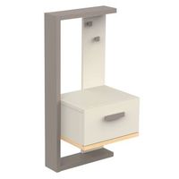 mesita de noche juvenil camillia 1 cajon 2 ganchos color roble vicenza gris y arcilla fabricada en melamina
