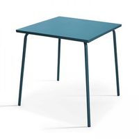 mesa de jardin cuadrada de metal azul pacifico