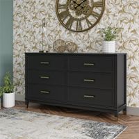 comoda con 6 cajones en efecto de madera negro